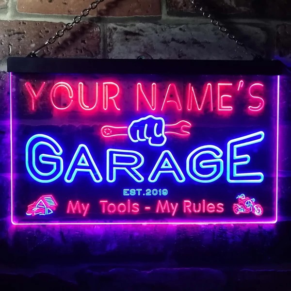 Personalized Garage Dual LED Neon Light Sign